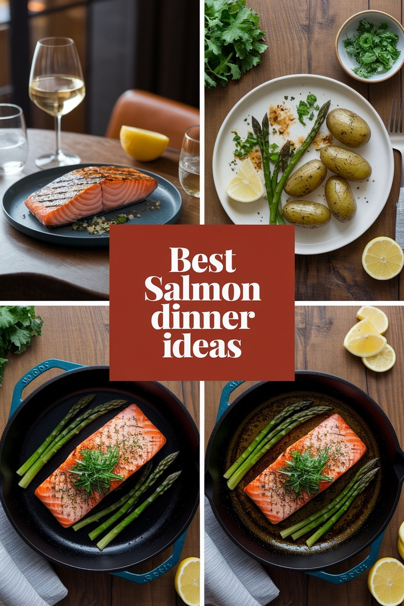 create a 4 picture collage for salmon