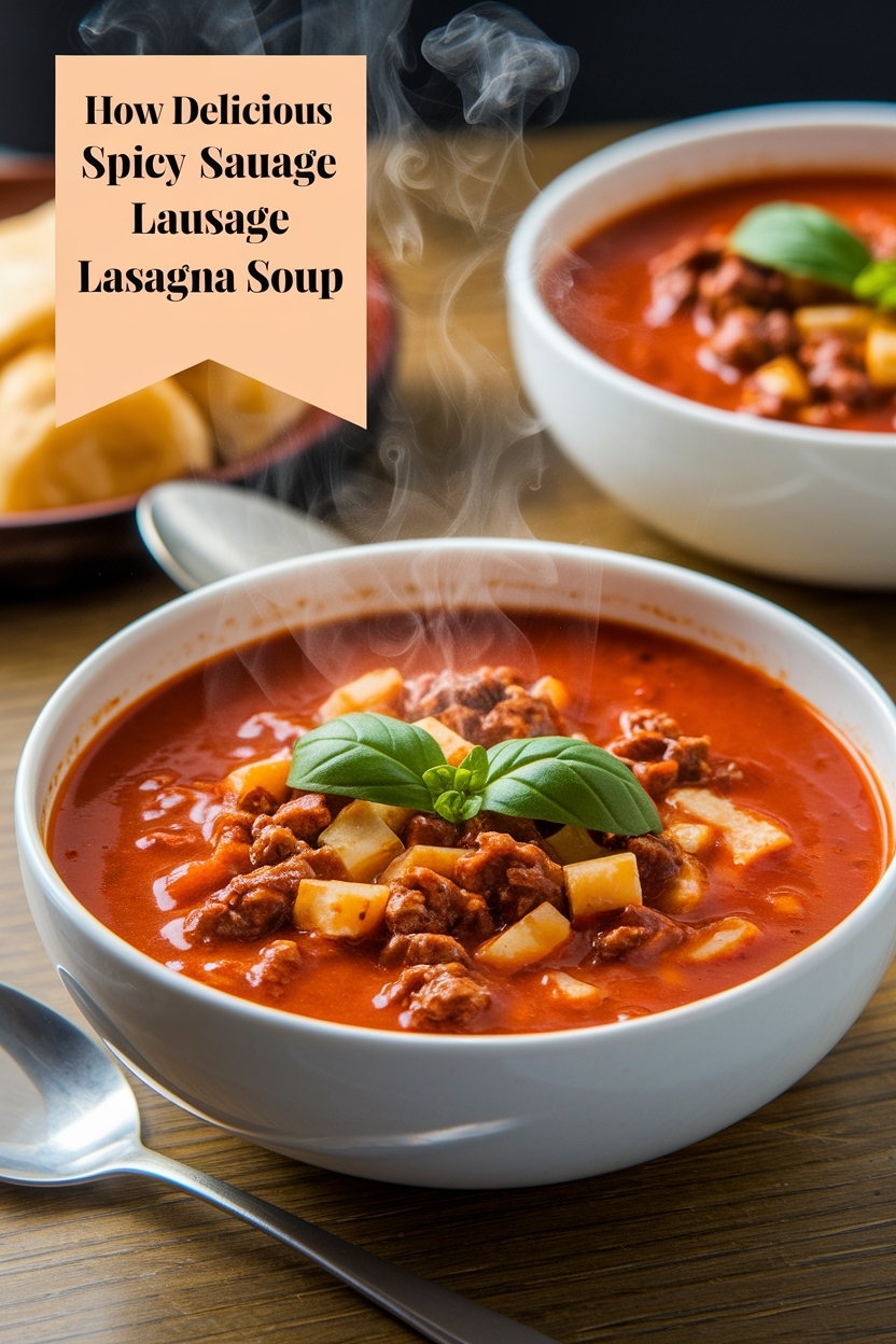 spicy sausage lasagna soup