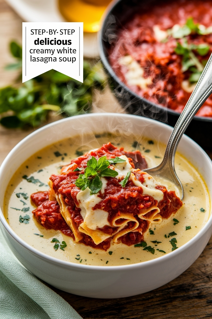 creamy white lasagna soup
