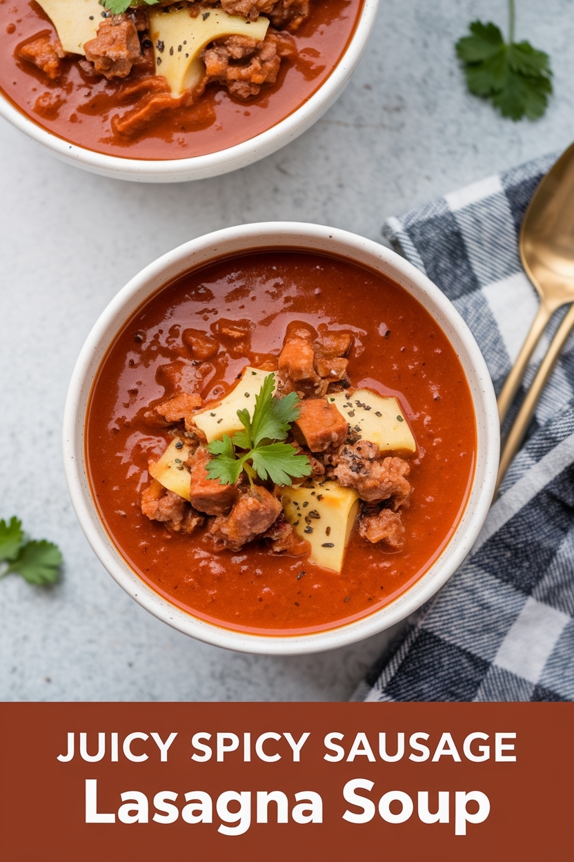 spicy sausage lasagna soup