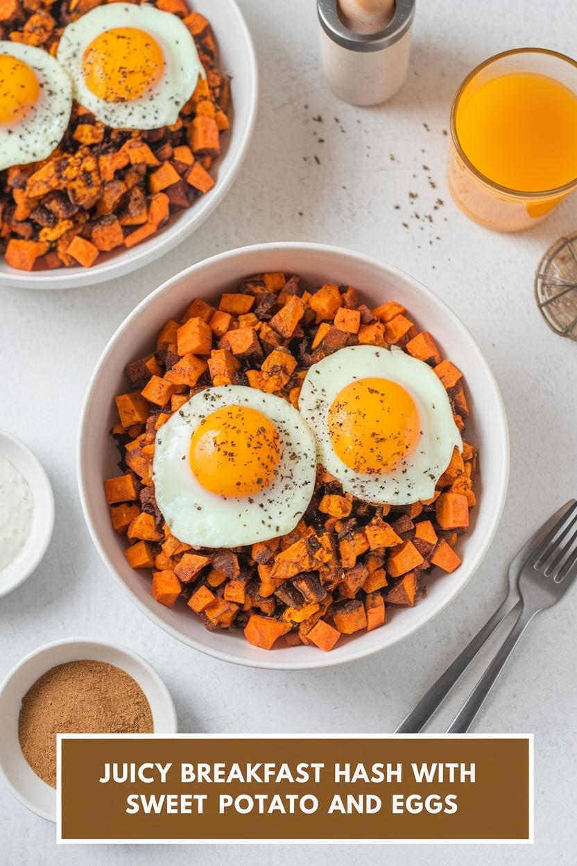 breakfast hash with sweet potato and eggs