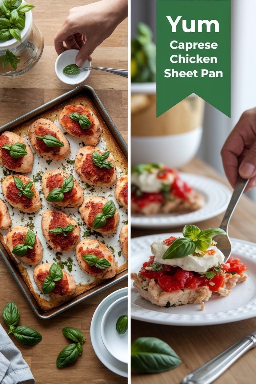 caprese chicken sheet pan