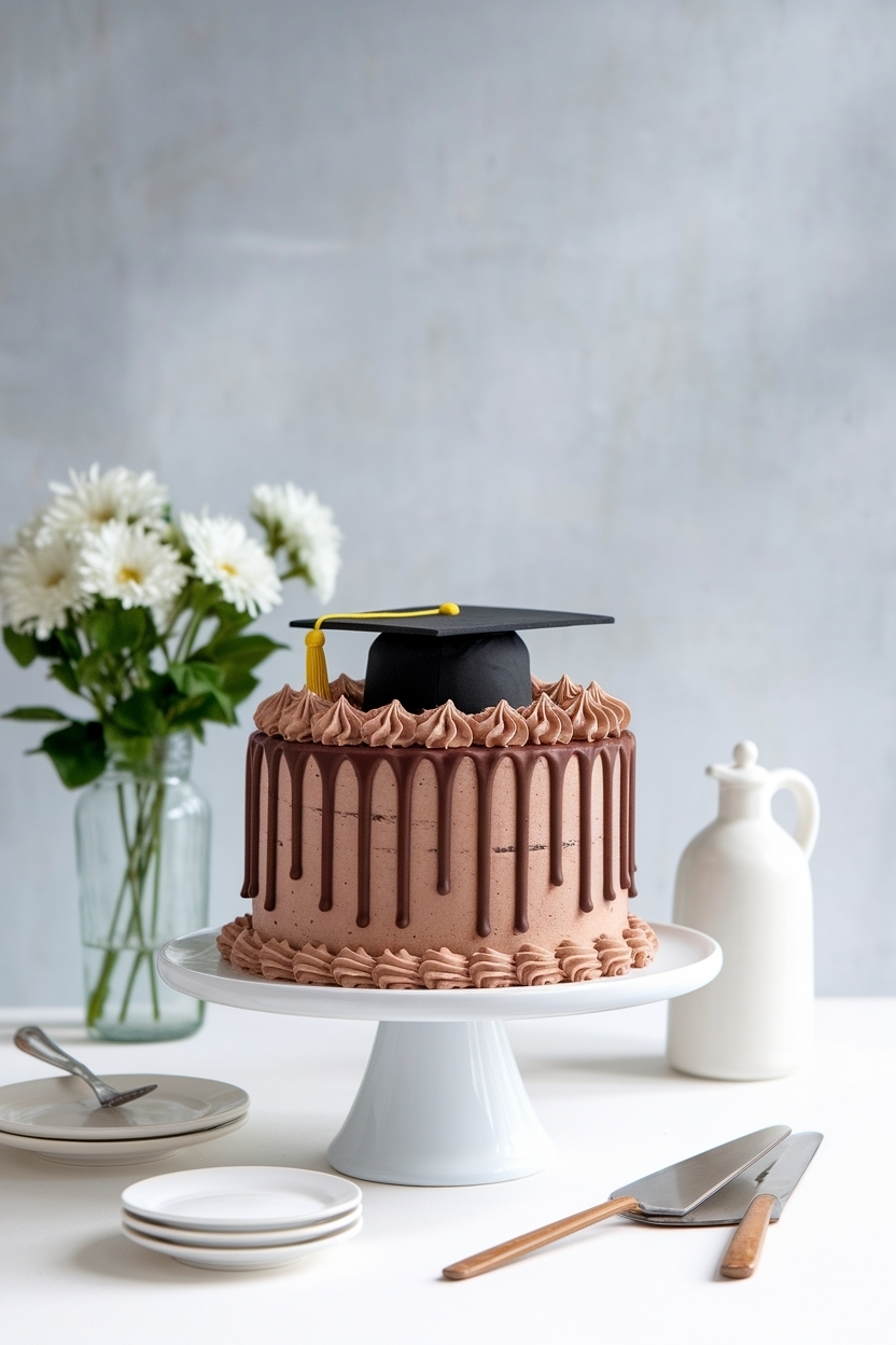 chocolate buttercream graduation cake
