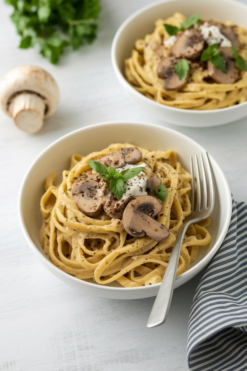 creamy mushroom pasta recipe vegan