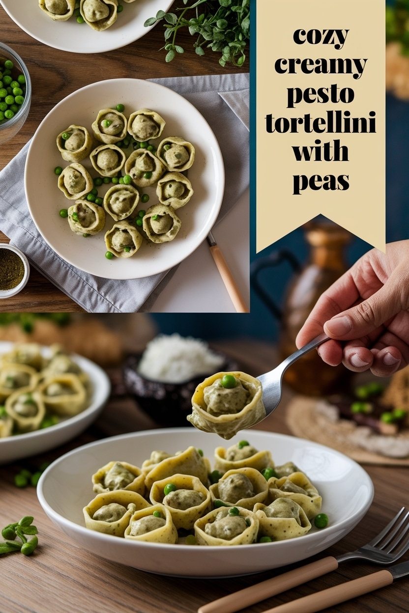 creamy pesto tortellini with peas
