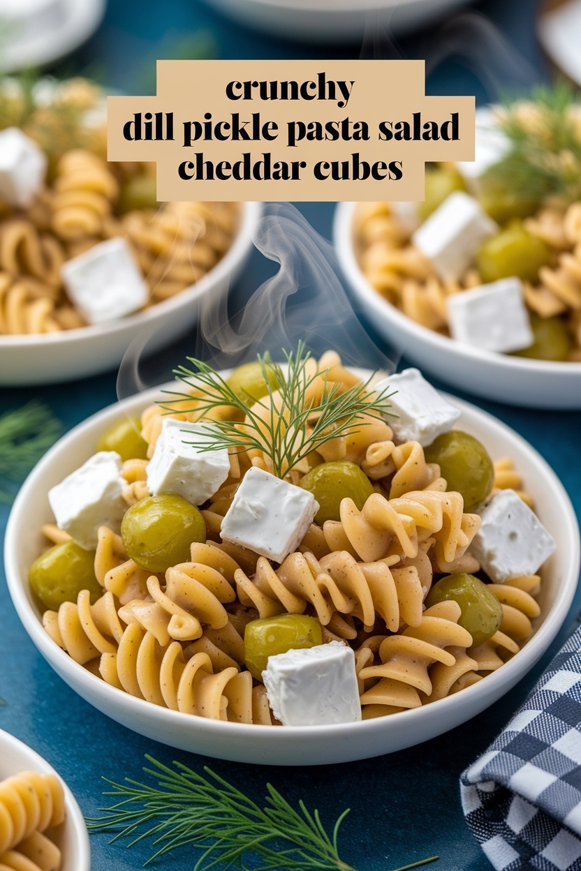 dill pickle pasta salad cheddar cubes