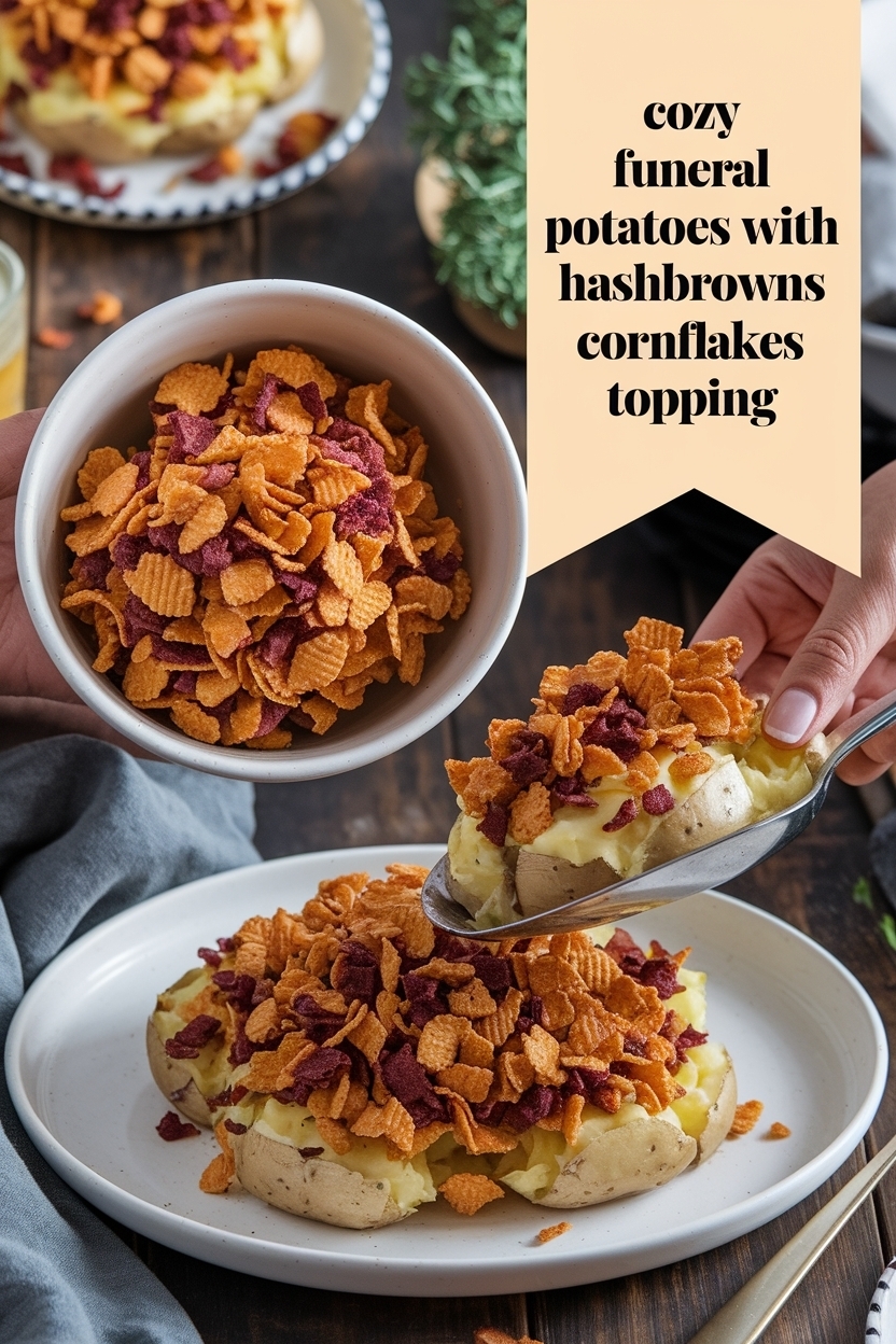 funeral potatoes with hashbrowns cornflakes topping