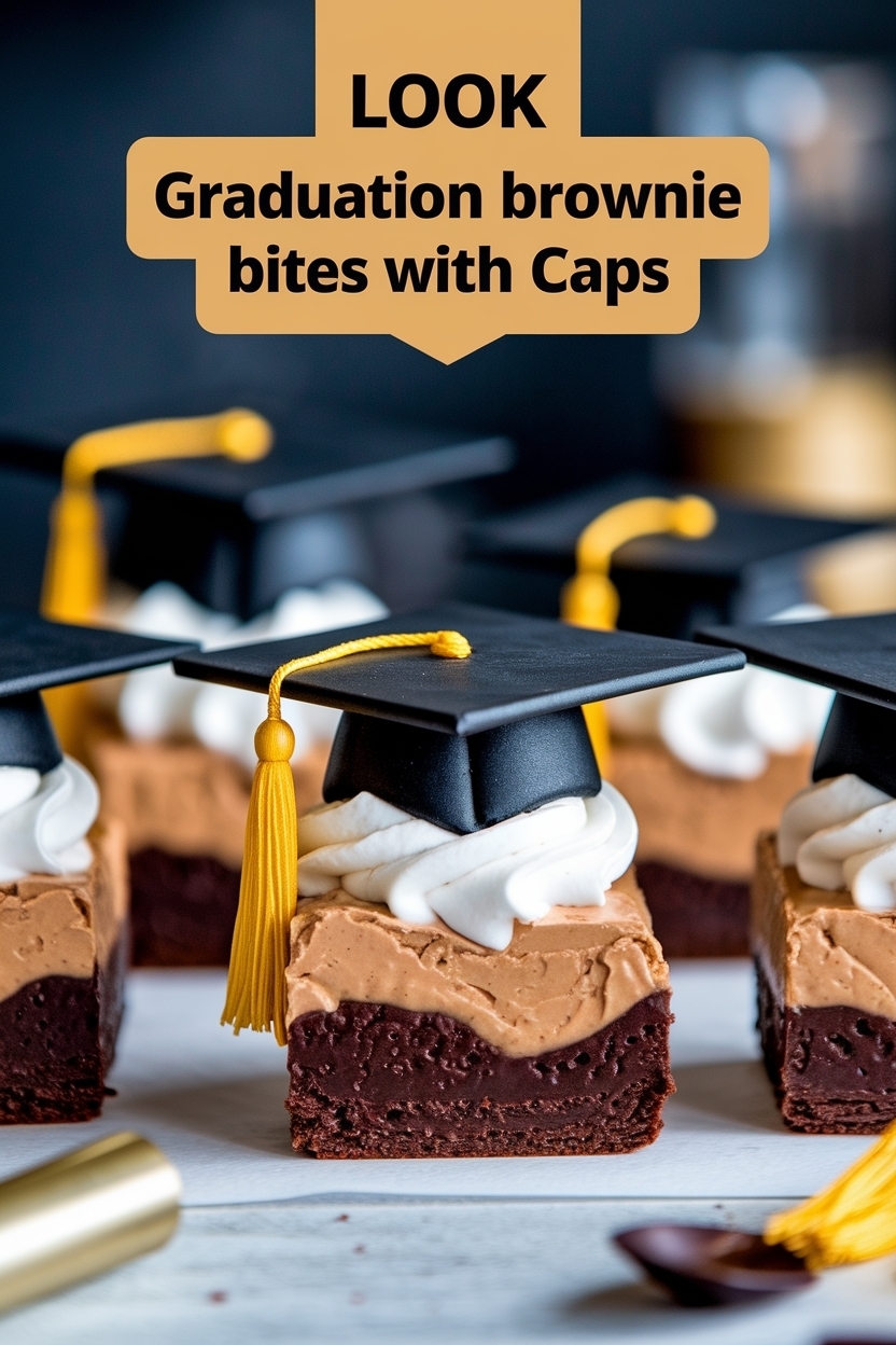 graduation brownie bites with caps