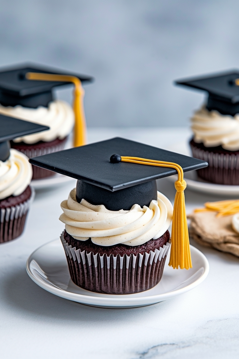 graduation cap cupcakes mortarboard