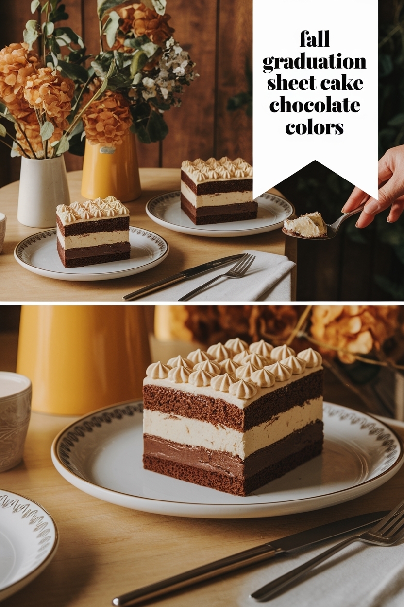 graduation sheet cake chocolate school colors