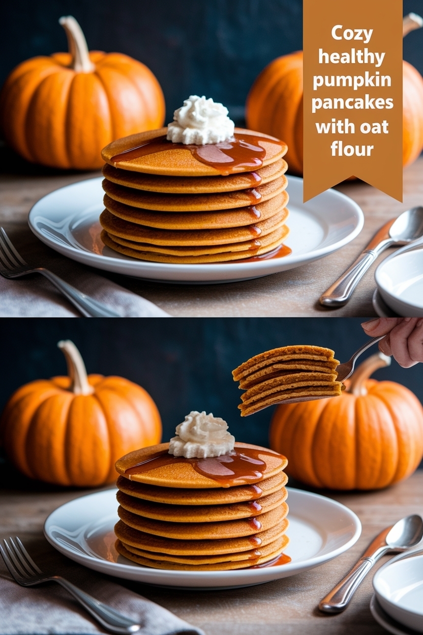 healthy pumpkin pancakes with oat flour