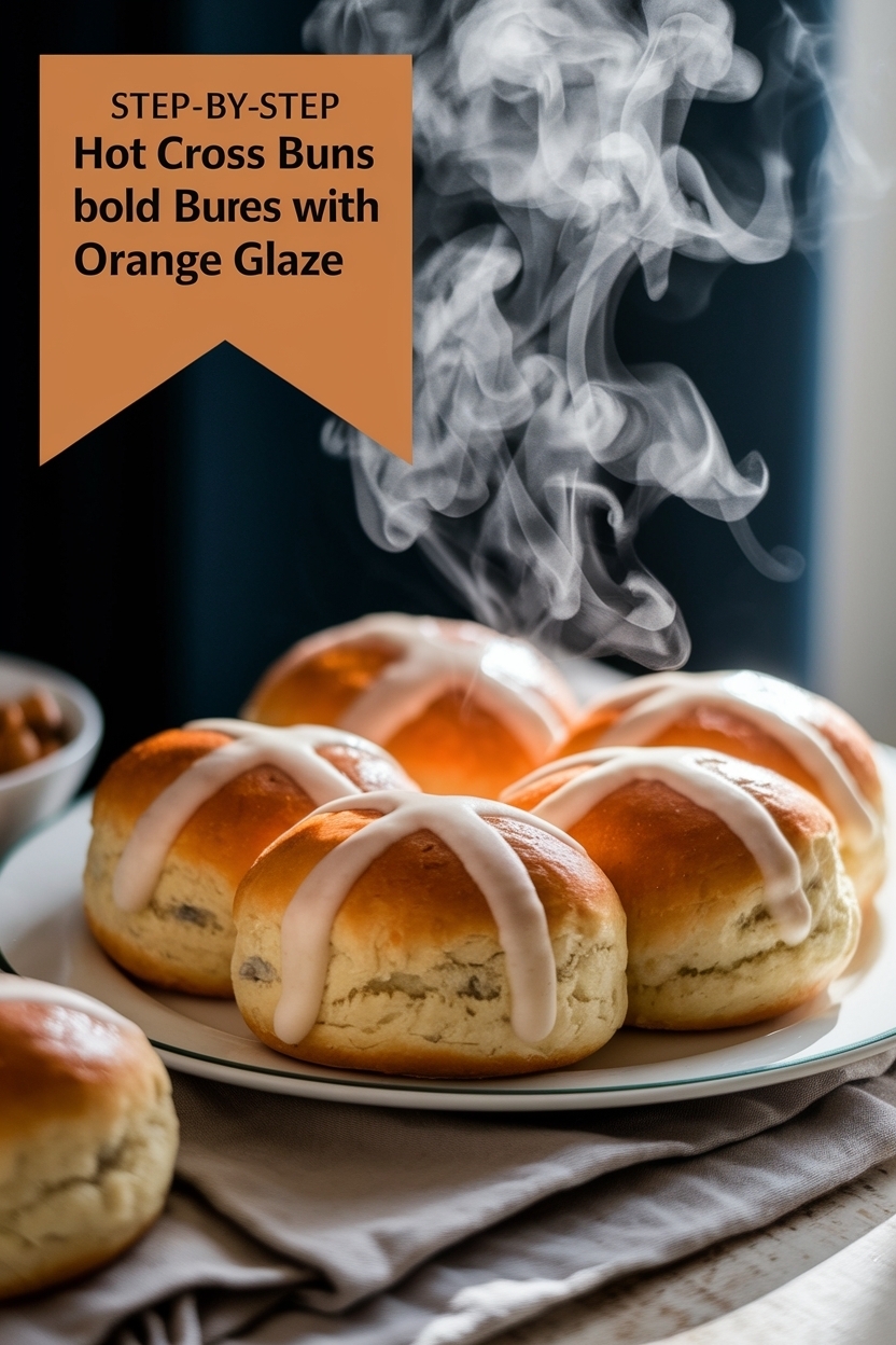 hot cross buns with orange glaze