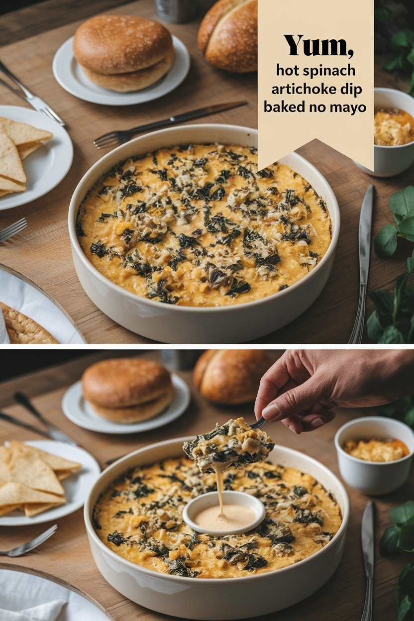 hot spinach artichoke dip baked no mayo