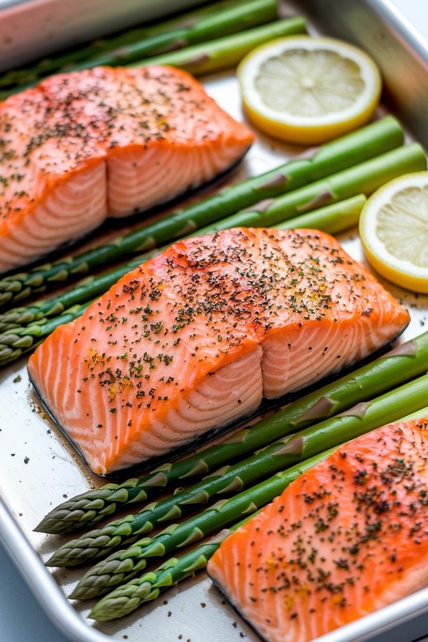 lemon garlic salmon with asparagus sheet pan