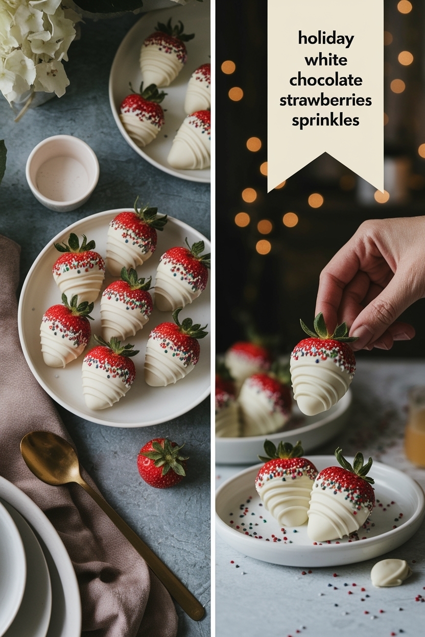 white chocolate dipped strawberries sprinkles