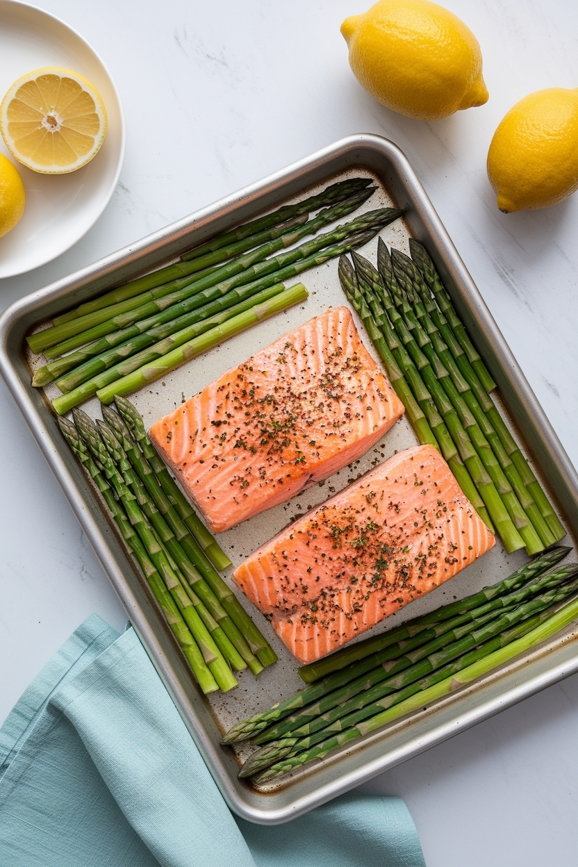 lemon garlic salmon with asparagus sheet pan
