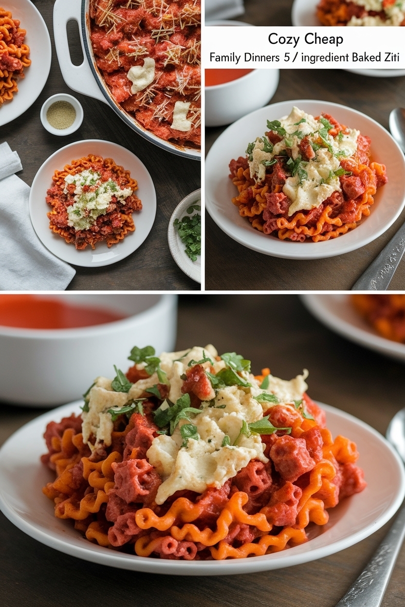 cheap family dinners 5 ingredient baked ziti