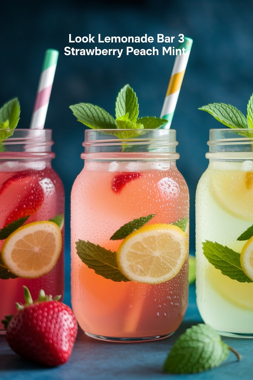 lemonade bar 3 flavors strawberry peach mint