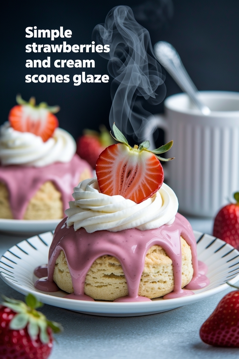 strawberries and cream scones glaze