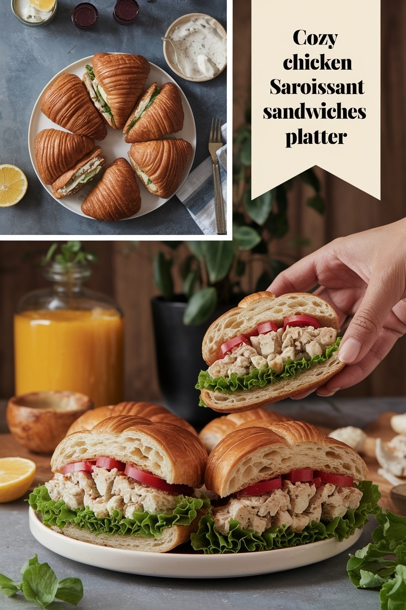 chicken salad croissant sandwiches platter