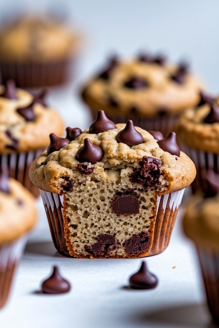 sourdough discard banana muffins chocolate chip