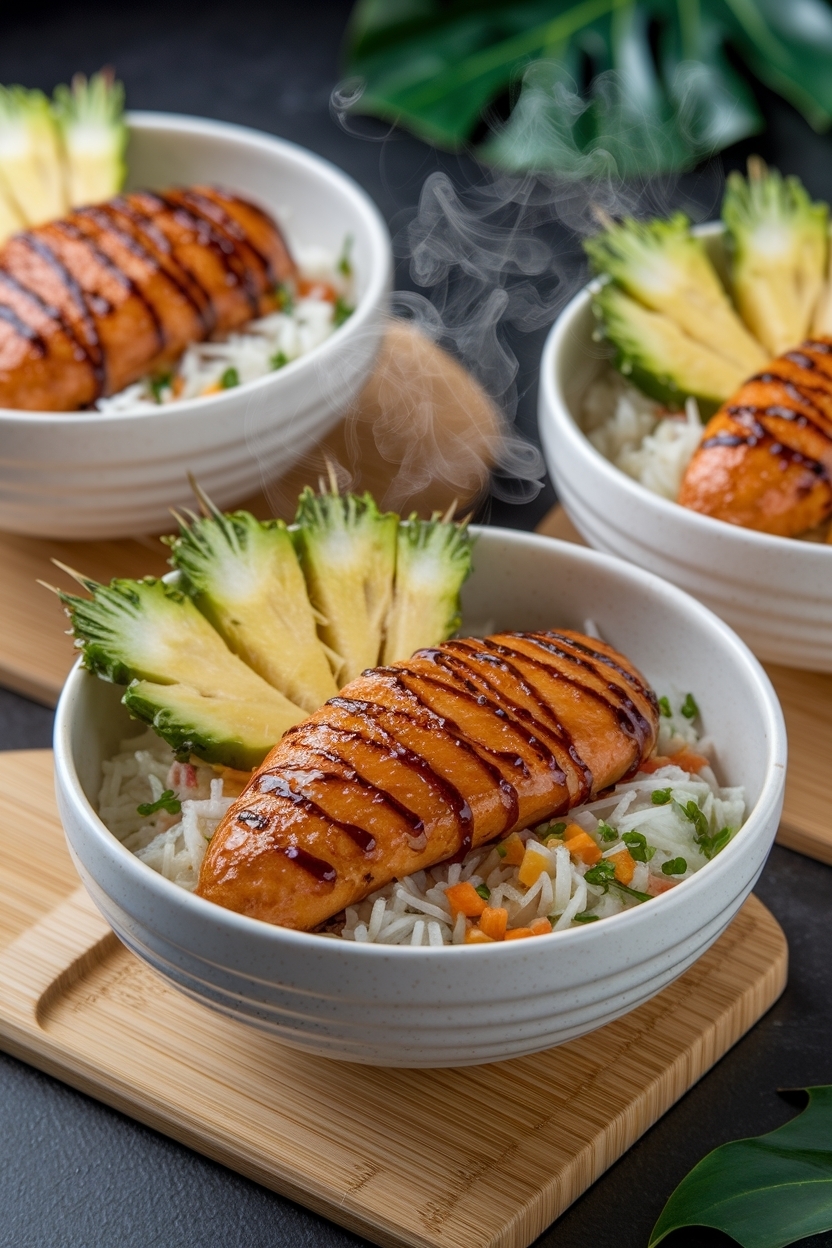hawaiian chicken pineapple bowls teriyaki
