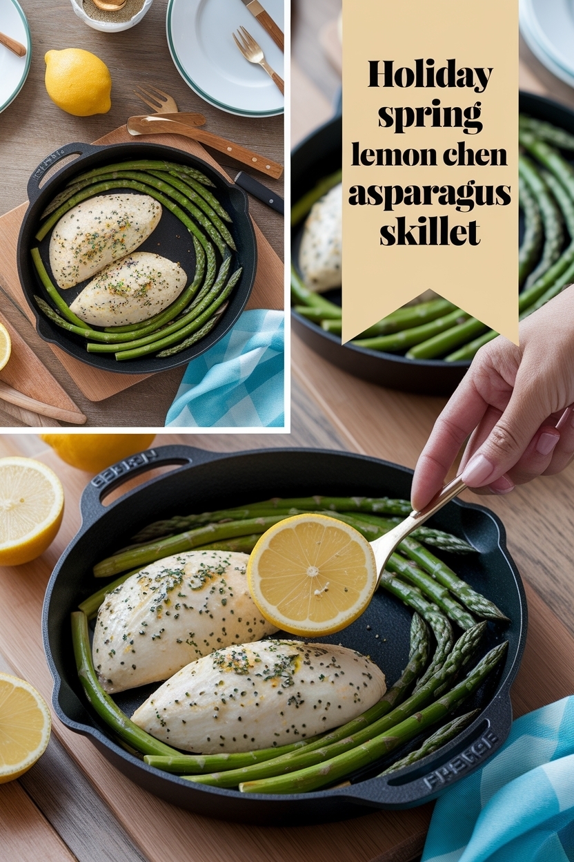 spring lemon chicken asparagus skillet