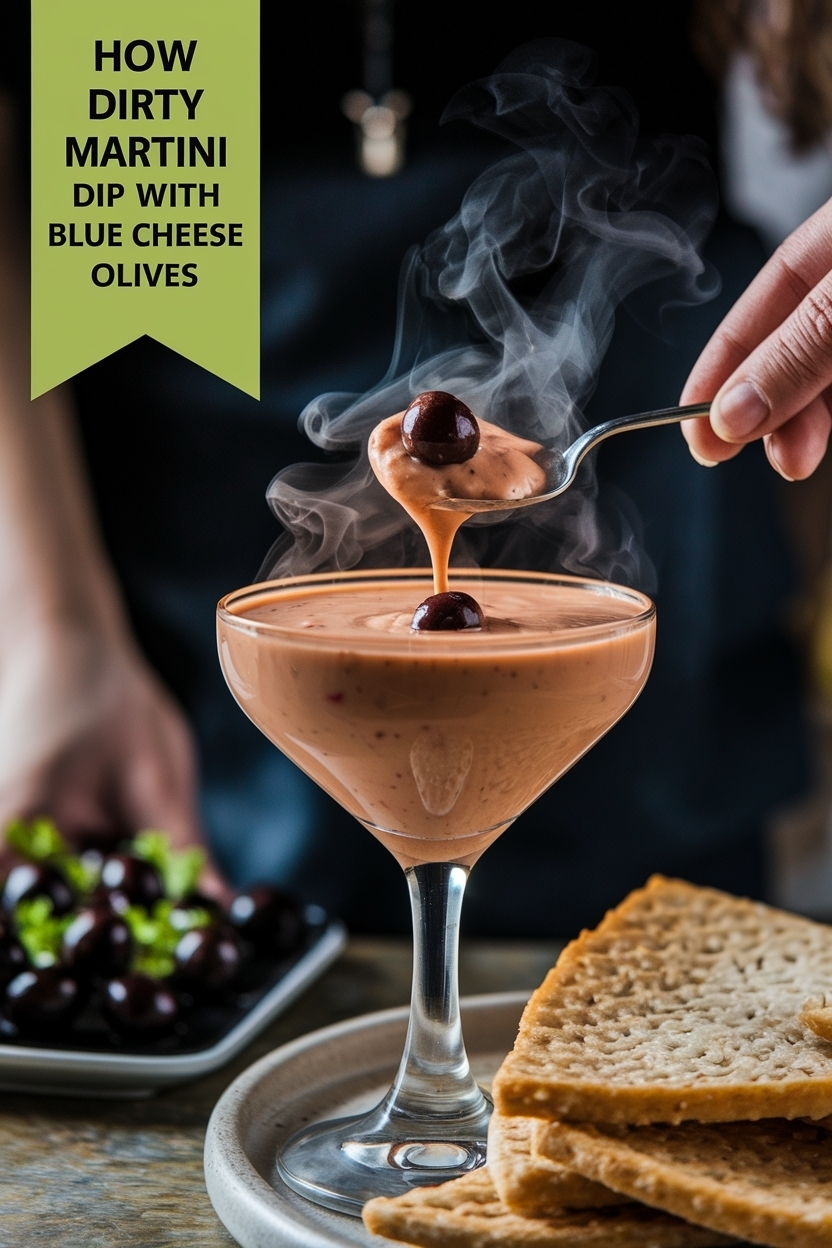 dirty martini dip with blue cheese olives