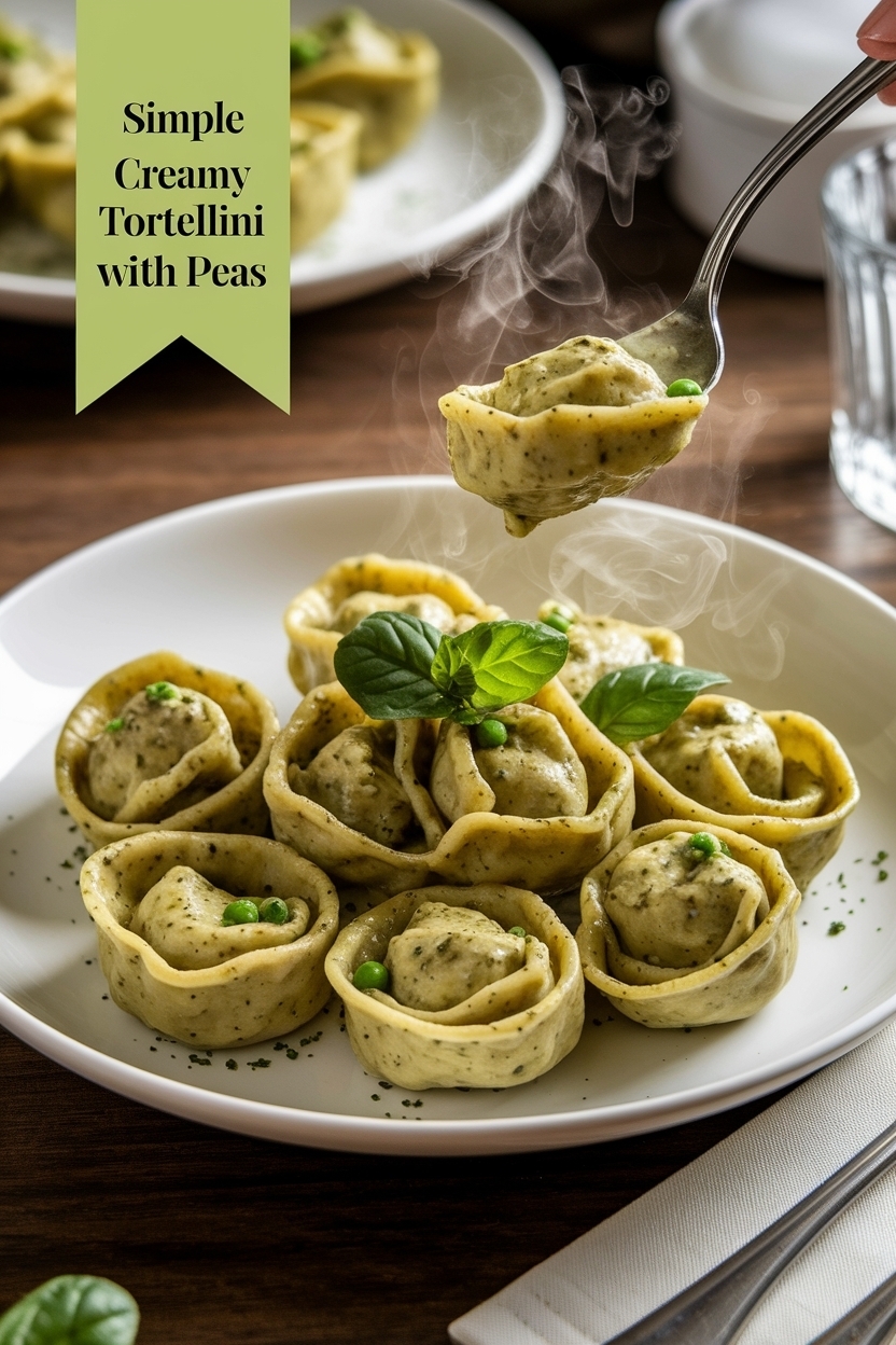 creamy pesto tortellini with peas
