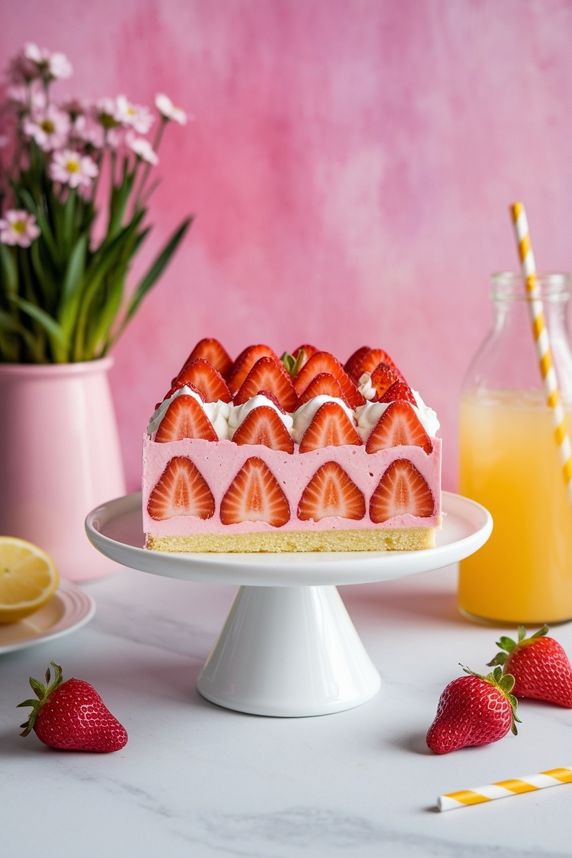 strawberry lemonade sheet cake spring