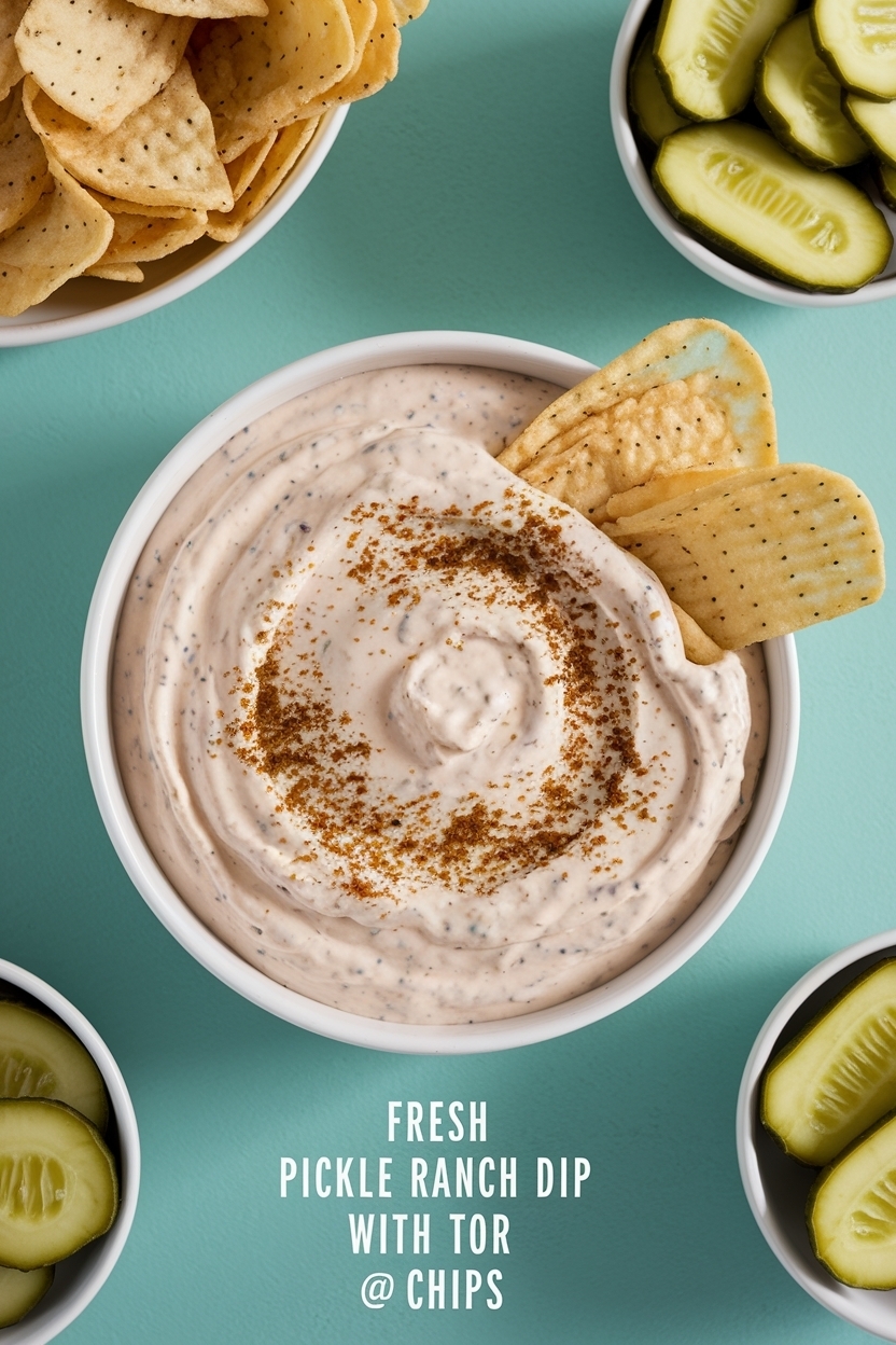 pickle ranch dip with chips