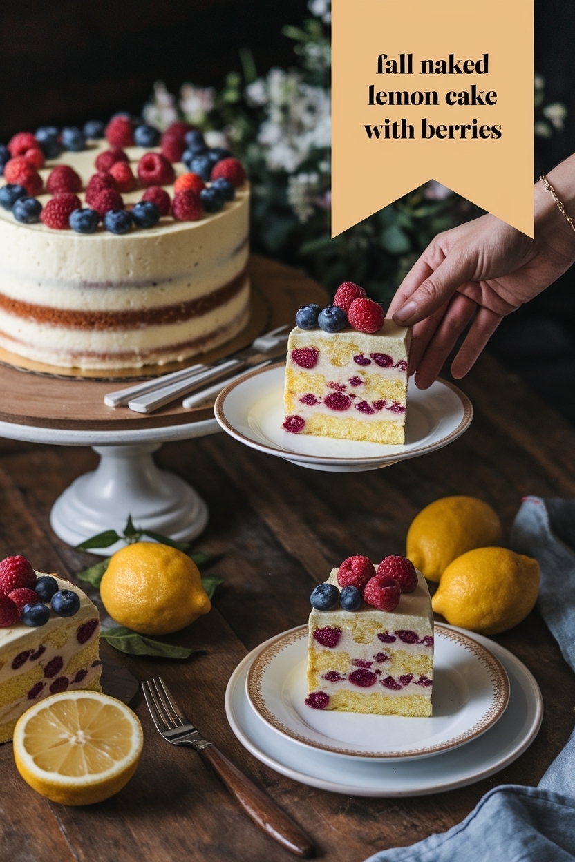 naked lemon cake with berries