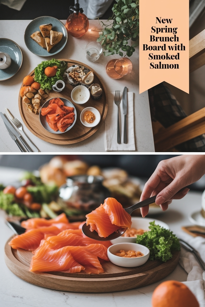 spring brunch board with smoked salmon