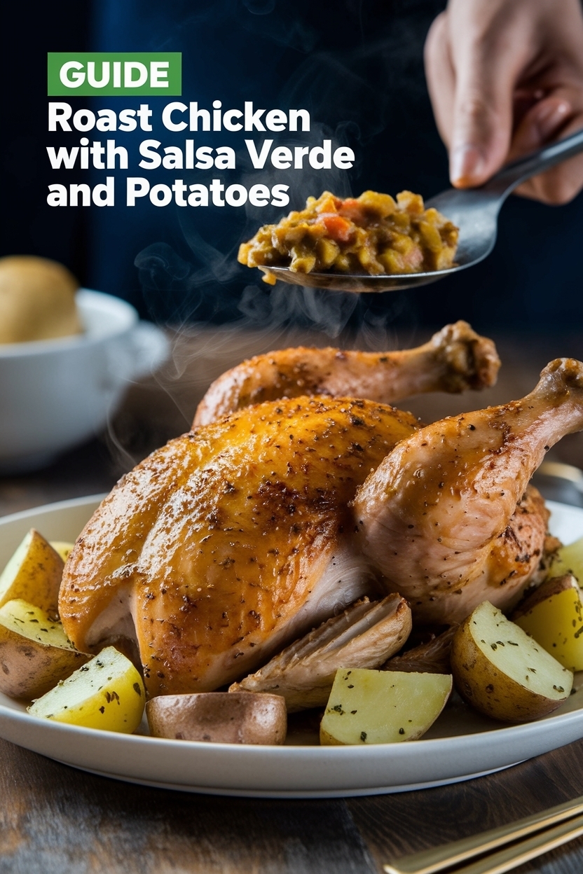roast chicken with salsa verde and potatoes