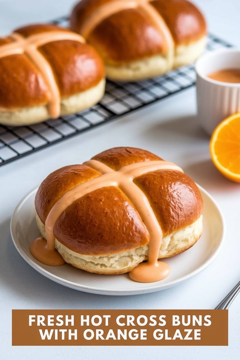 hot cross buns with orange glaze