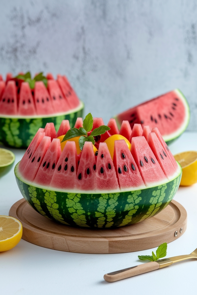 watermelon fruit salad basket carving