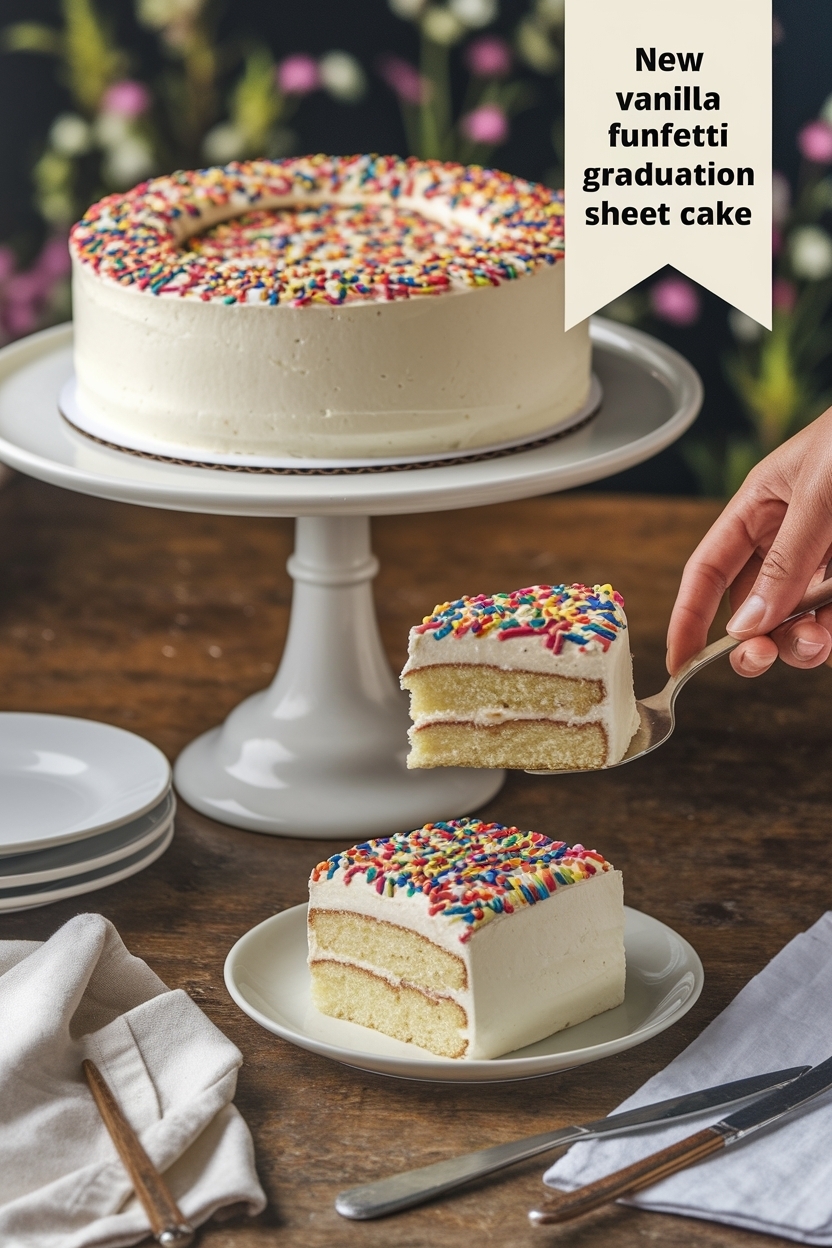 vanilla funfetti graduation sheet cake