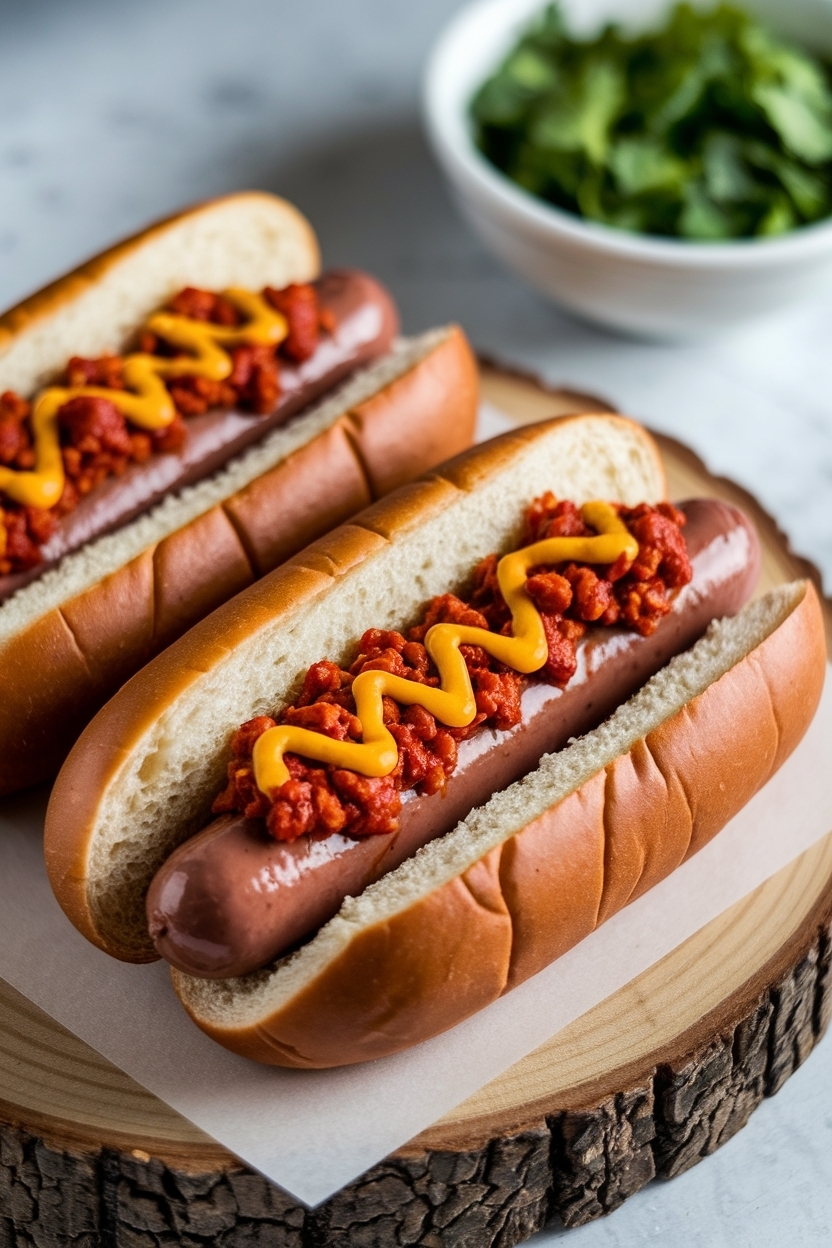grilled hot dogs with chili