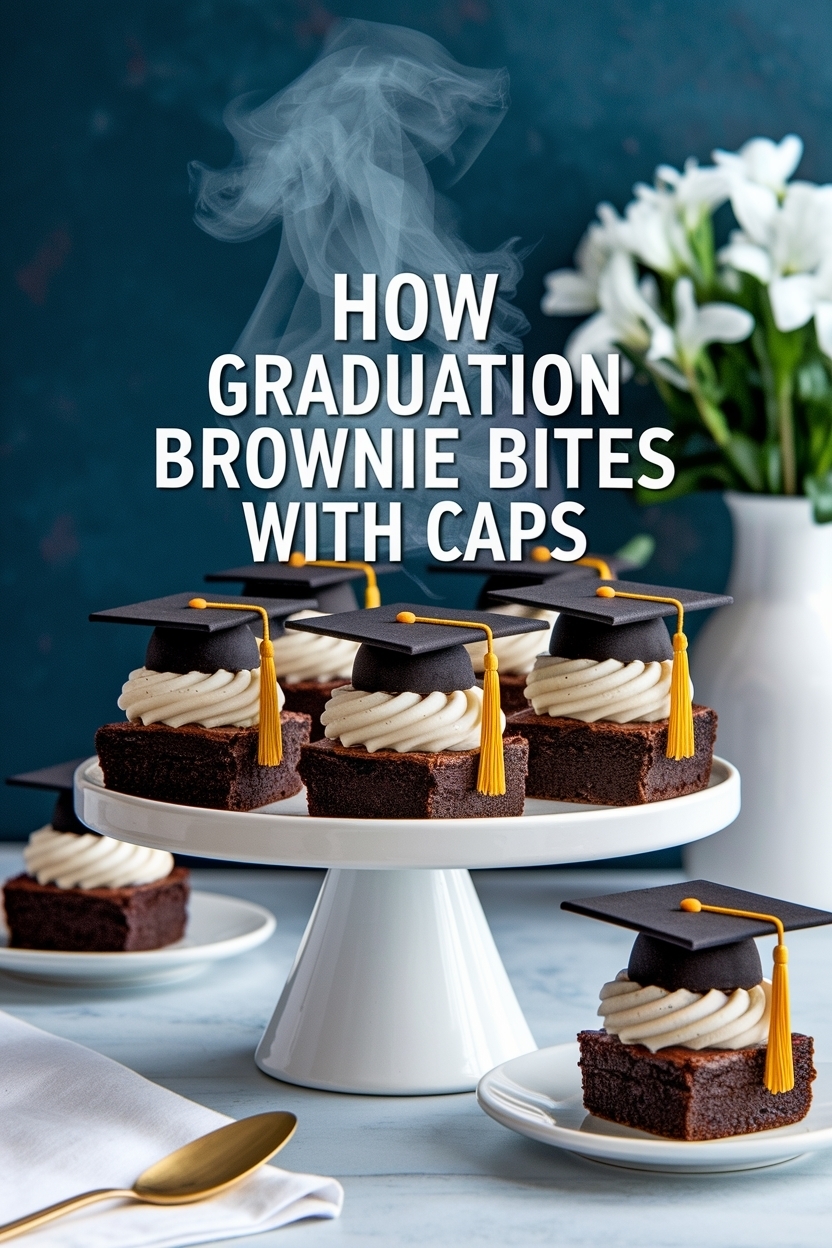 graduation brownie bites with caps