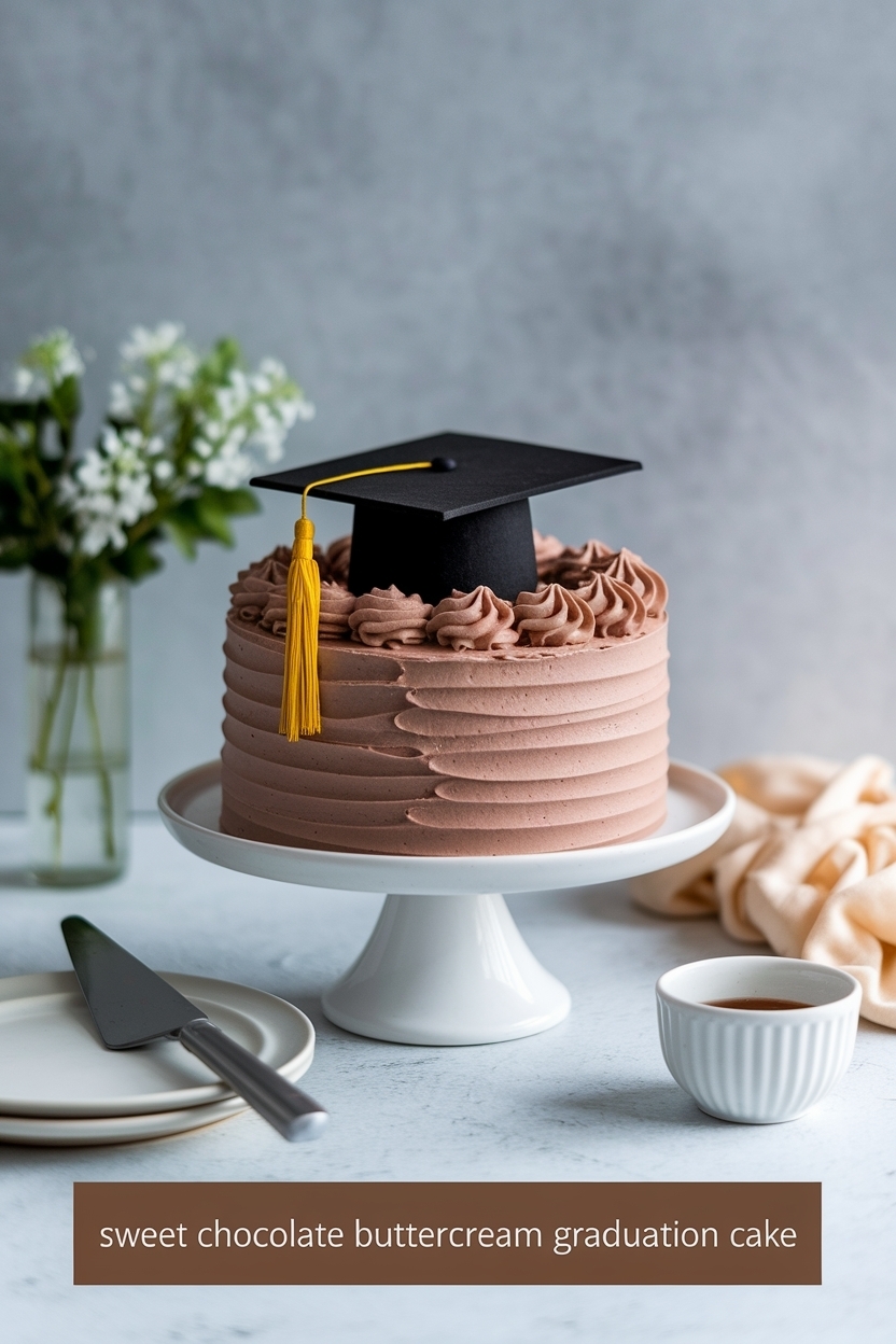chocolate buttercream graduation cake
