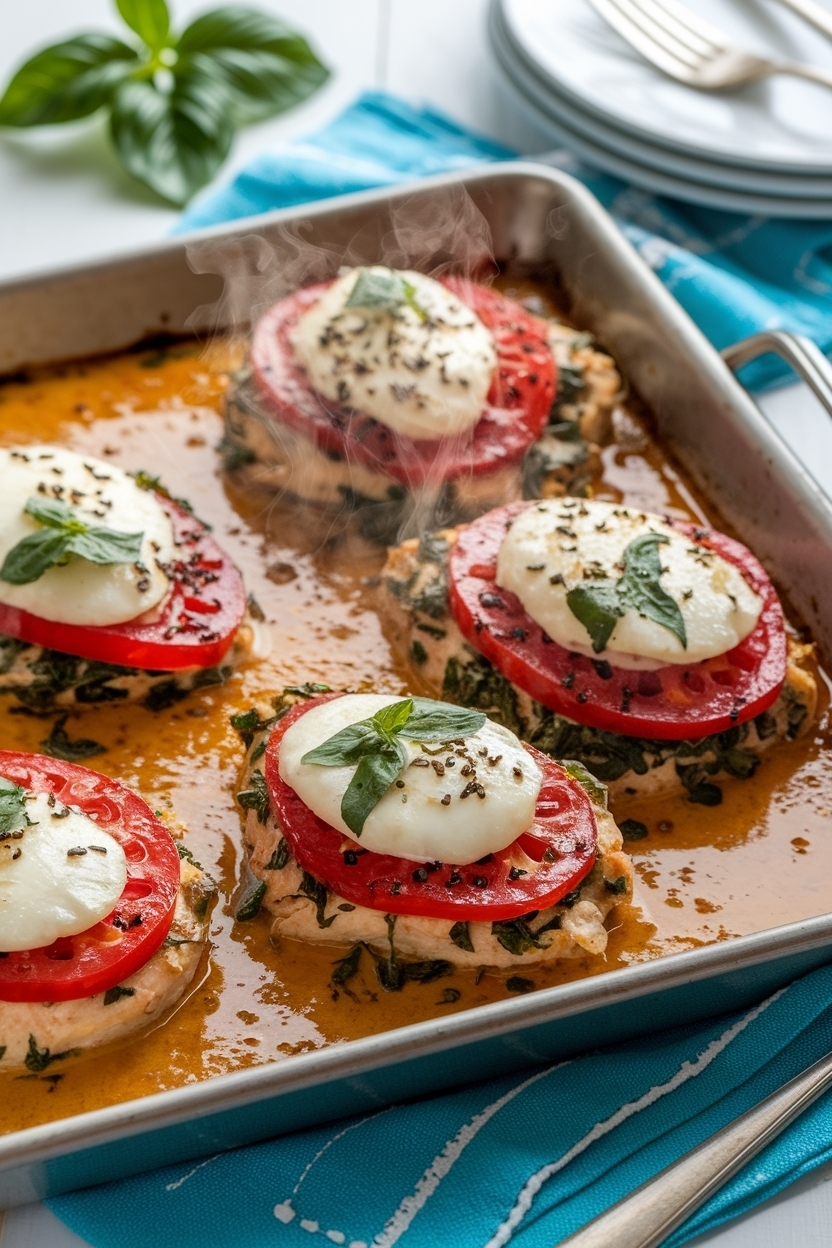 caprese chicken sheet pan