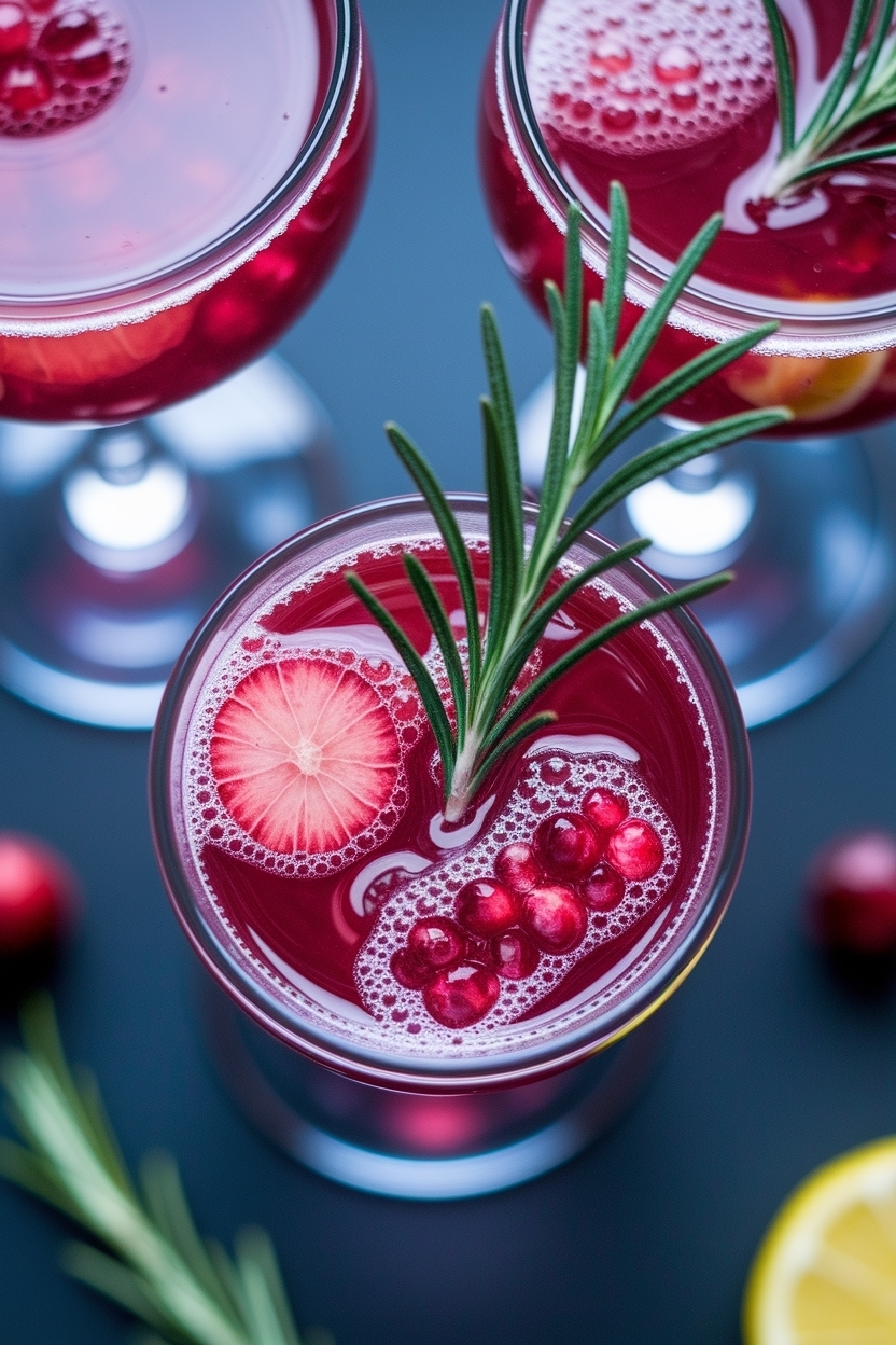 cranberry rosemary spritz mocktail