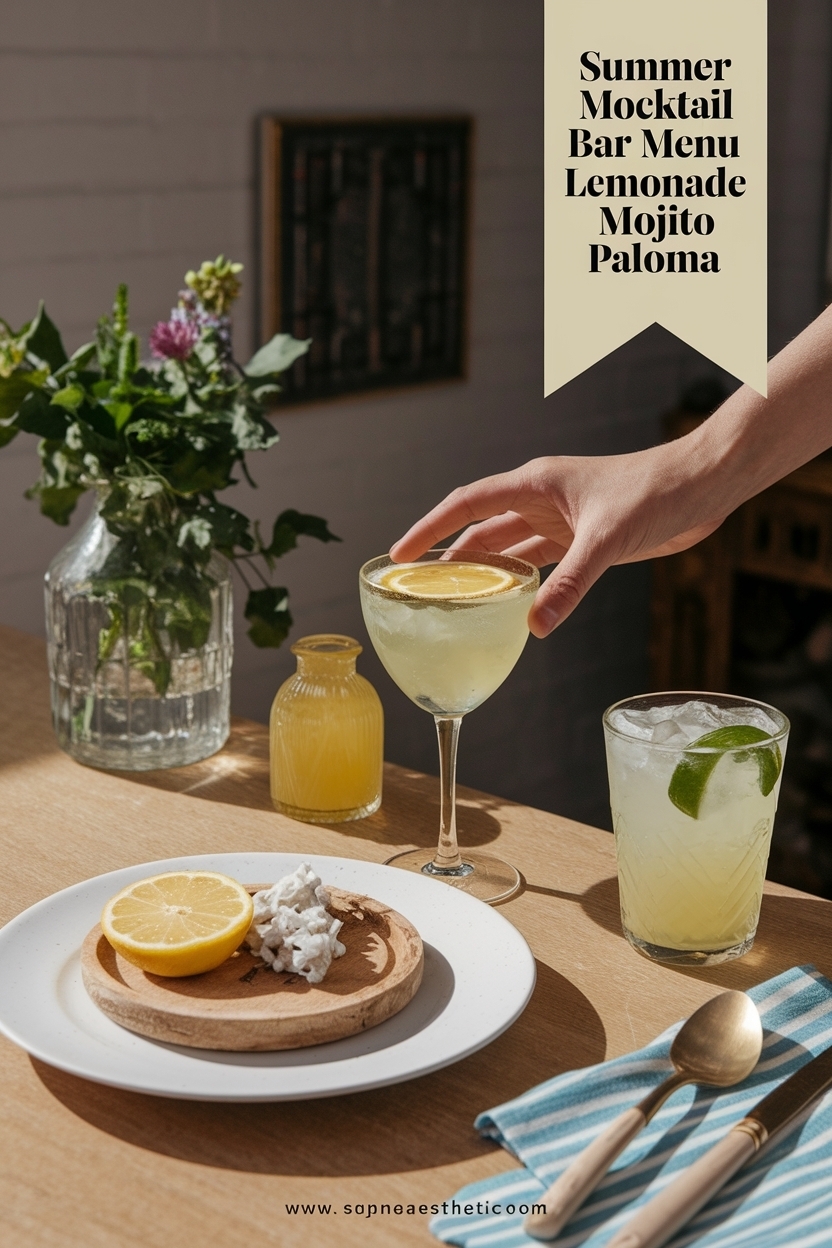 mocktail bar menu lemonade mojito paloma