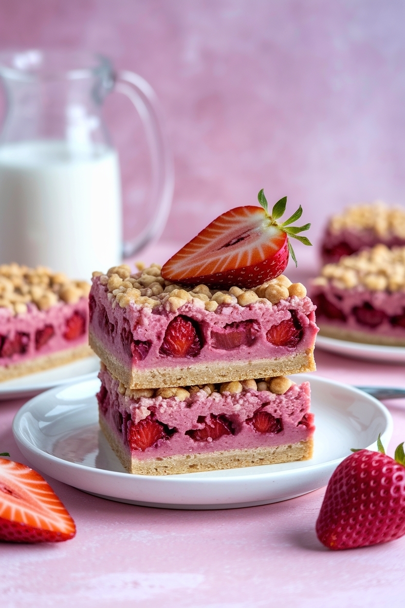 strawberry rhubarb crisp bars