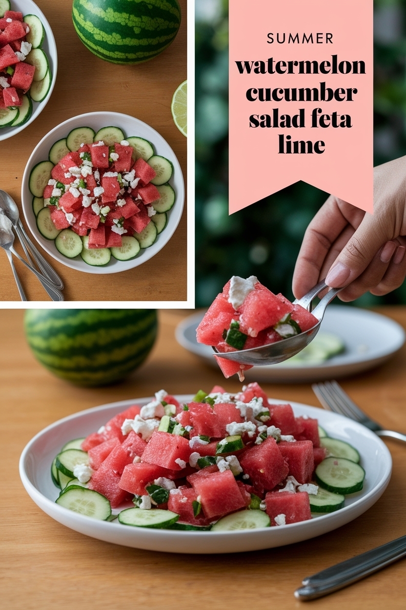 watermelon cucumber salad feta lime