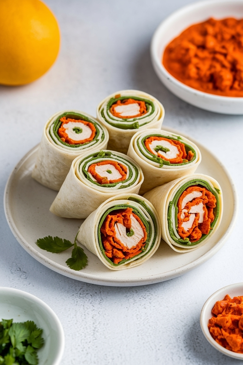 buffalo chicken pinwheels tortilla roll ups