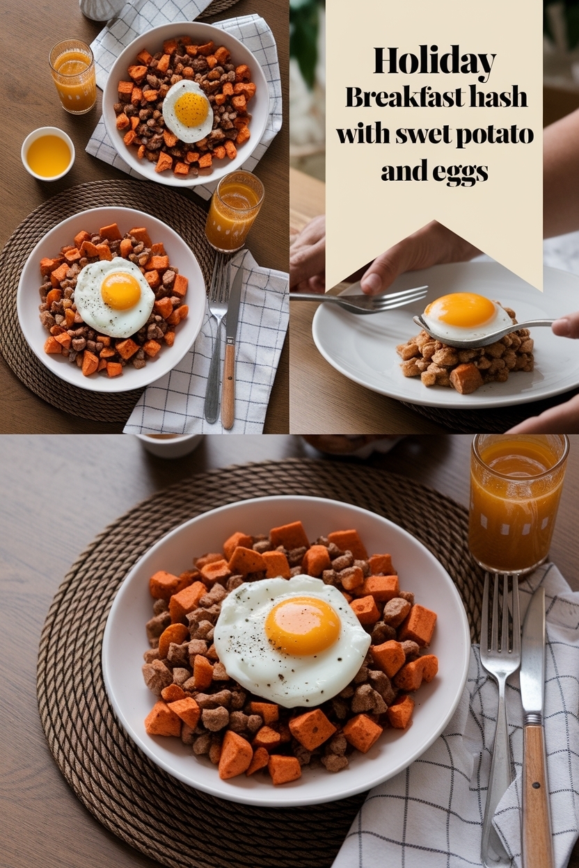 breakfast hash with sweet potato and eggs