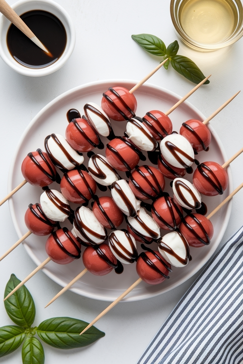 caprese skewers balsamic glaze toothpicks
