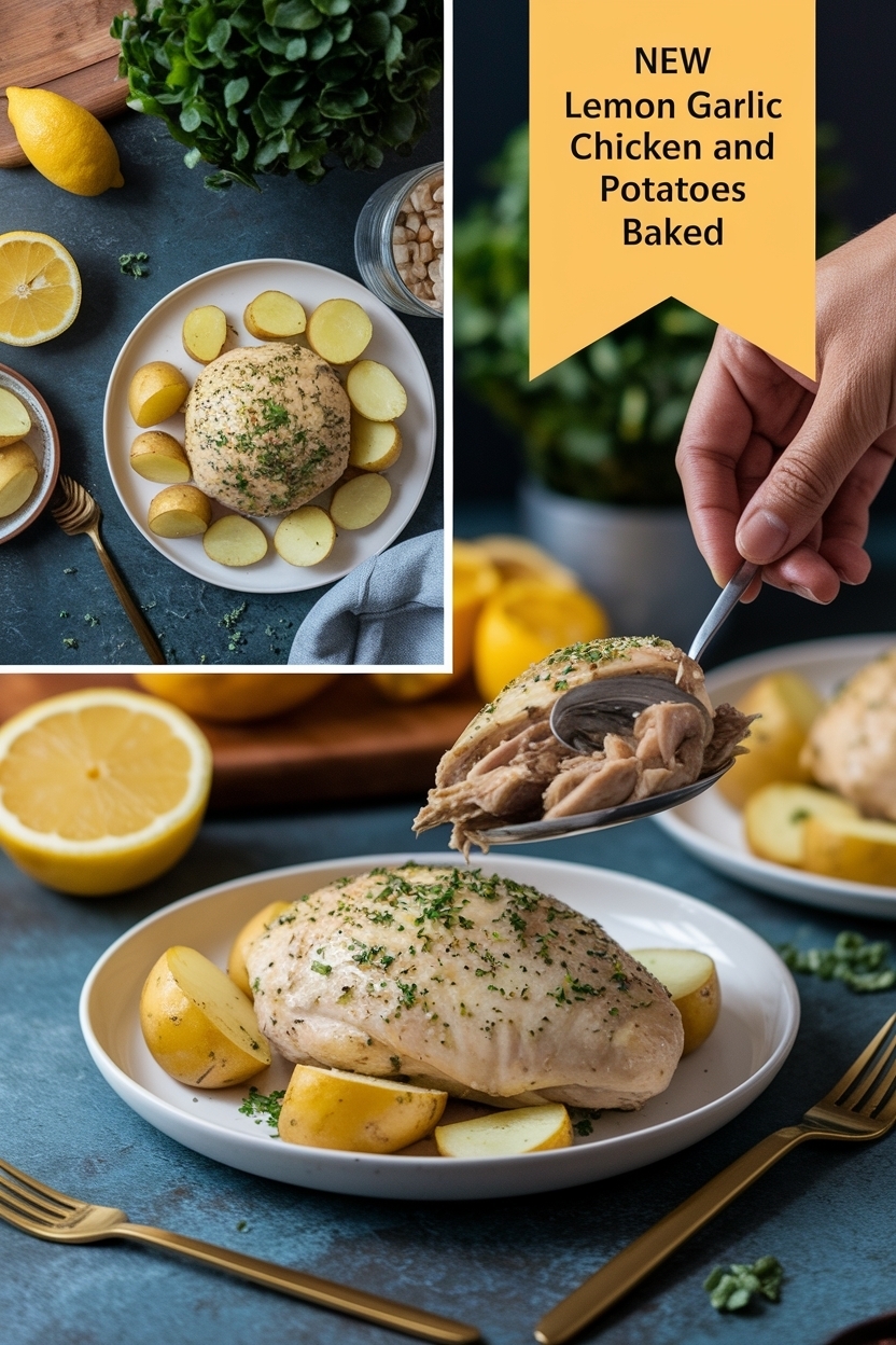 lemon garlic chicken and potatoes baked