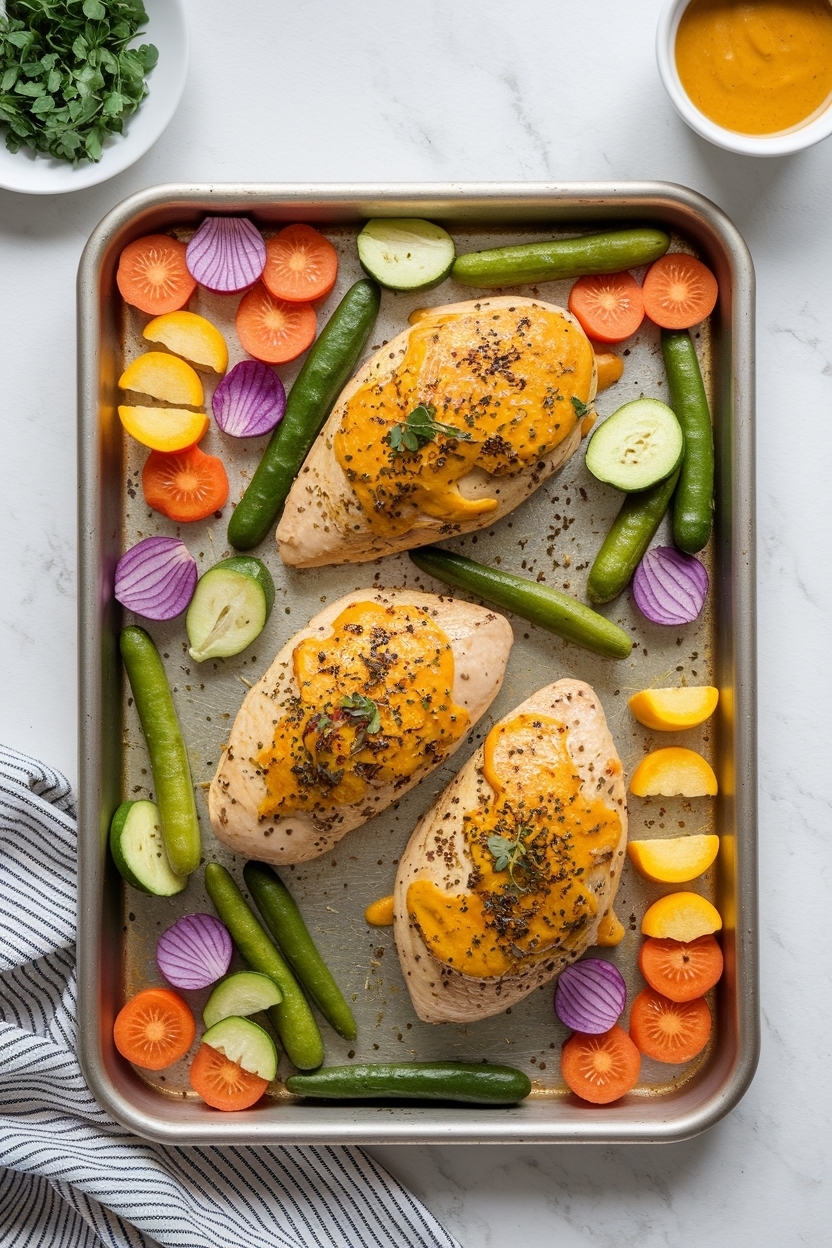 sheet pan honey mustard chicken vegetables